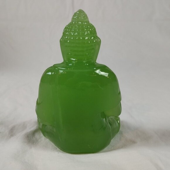 Vintage Green Glass Sitting Buddha Statue - Picture 4 of 7